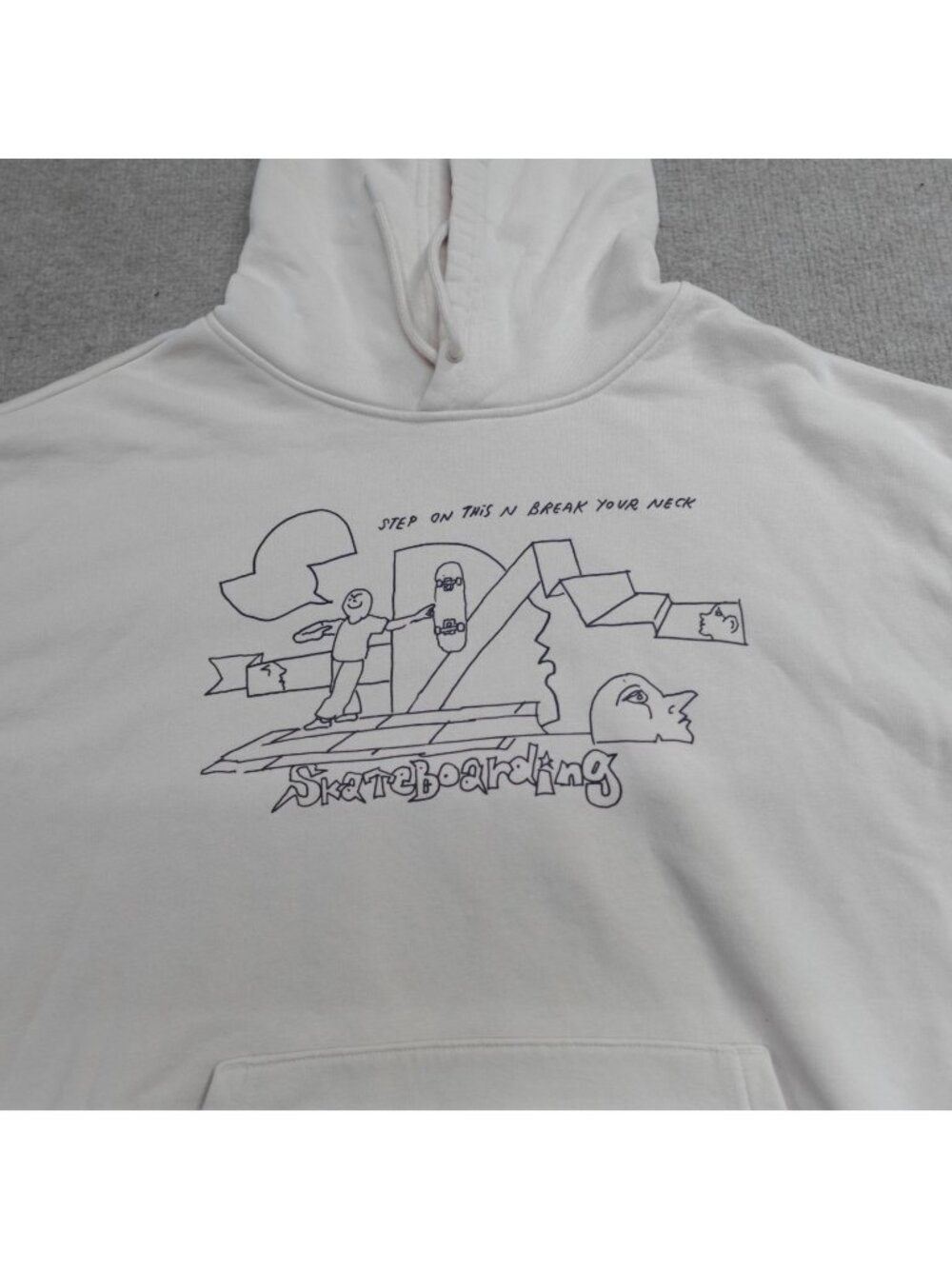 Adidas Sweatshirt XL Beige Double Sided Hoodie Pacho Macho Skateboarding